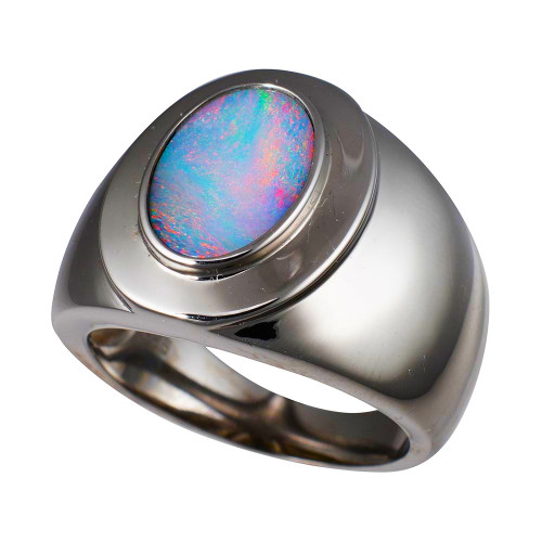 RED CLOUDS STERLING SILVER AUSTRALIAN OPAL RING